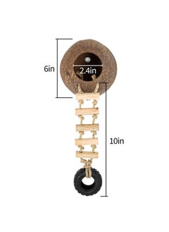 REPTIZOO REPTIZOO Hermit Crab Coconut Shell Hideout, Leopard Gecko Hide Cave with Ladder, Reptile Coco Hut Cave Habitat with Suction Cup Terrarium Décor for Crested Gecko,Hermit Crab, Lizard, Leopard Gecko  - Image 3