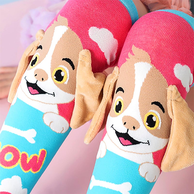 Bibalabili Crazy Socks for Kids - Cute Girls Knee High Silly Socks Fun Madmia Style Colorful Cute Animal Knee High Socks (Cute Dog) - Image 2