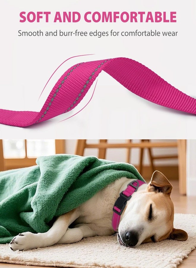 Joytale Large Dog Collar, Reflective and Adjustable Nylon Pet Collar with Quick-Release Buckle for Large Dogs, Hotpink, L - Image 3