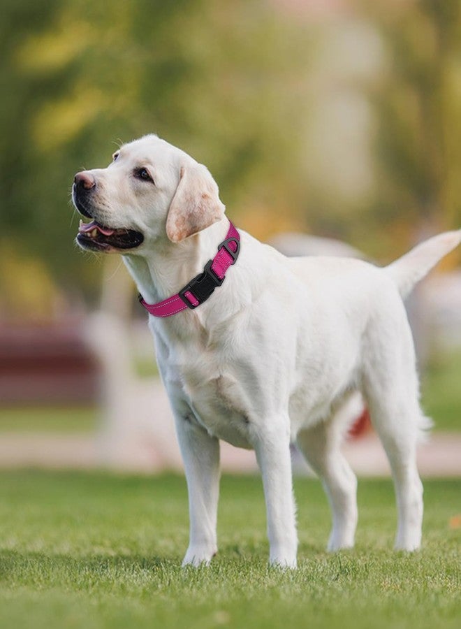 Joytale Large Dog Collar, Reflective and Adjustable Nylon Pet Collar with Quick-Release Buckle for Large Dogs, Hotpink, L - Image 2