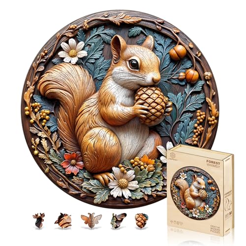 Jigfoxy Wooden Puzzles for Adults Squirrel Wood Puzzles Adult Unique AnimalShaped Wooden Jigsaw Puzzles for Adults Christmas Thanksgiving Gifts for Family and Friends M114 114in200pcs - Image 1