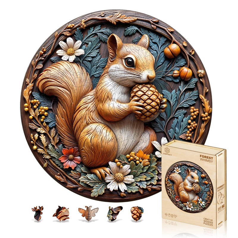 Jigfoxy Wooden Puzzles for Adults Squirrel Wood Puzzles Adult Unique AnimalShaped Wooden Jigsaw Puzzles for Adults Christmas Thanksgiving Gifts for Family and Friends M114 114in200pcs - Image 3
