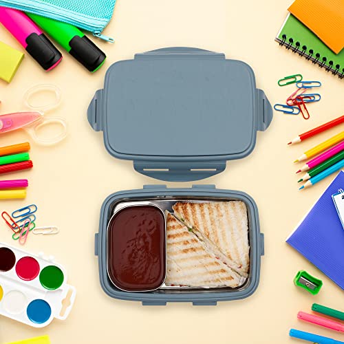 JAYPEE Inner Stainless Steel Insulated Lunch Box Wavesteel Sr. Peacock Plum, 600 ml, Airtight Tiffin Box for School Kids |Spillproof with Silicon Seal |Food Grade | BPA Free - Image 4