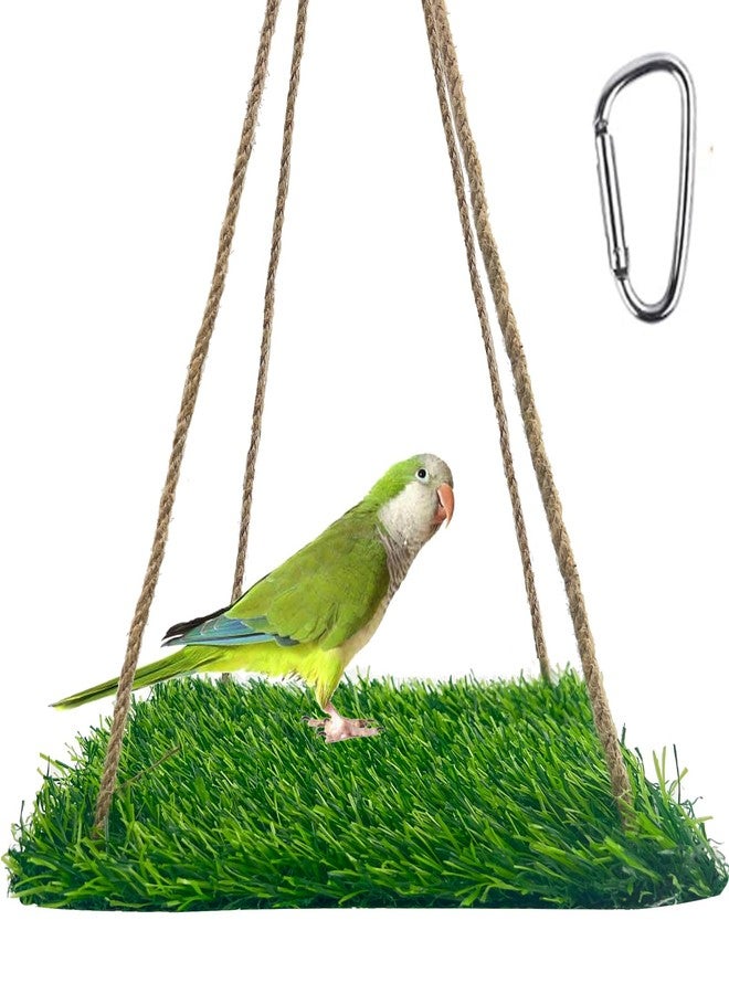 FlidRunest لعبة أرجوحة الطيور الكبيرة من فليدرونست، أرجوحة شبكية من العشب مع خطافات، لعبة تسلق وبحث عن الطعام للببغاء، مناسبة للكوكاتو، والباراكيت، والبادجي، وببغاء الشمس، مقاس صغير إلى متوسط 15.7 × 7.8 بوصة - Image 1