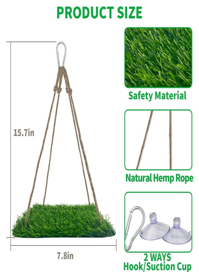FlidRunest لعبة أرجوحة الطيور الكبيرة من فليدرونست، أرجوحة شبكية من العشب مع خطافات، لعبة تسلق وبحث عن الطعام للببغاء، مناسبة للكوكاتو، والباراكيت، والبادجي، وببغاء الشمس، مقاس صغير إلى متوسط 15.7 × 7.8 بوصة - Image 3