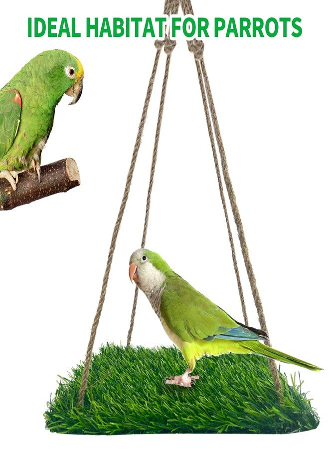 FlidRunest لعبة أرجوحة الطيور الكبيرة من فليدرونست، أرجوحة شبكية من العشب مع خطافات، لعبة تسلق وبحث عن الطعام للببغاء، مناسبة للكوكاتو، والباراكيت، والبادجي، وببغاء الشمس، مقاس صغير إلى متوسط 15.7 × 7.8 بوصة - Image 5