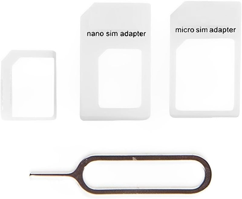 4-in-1 SIM Card Adapter Kit with Ejector Tool – Convert Nano and Micro SIM for All Phones – High Quality & Easy to Use