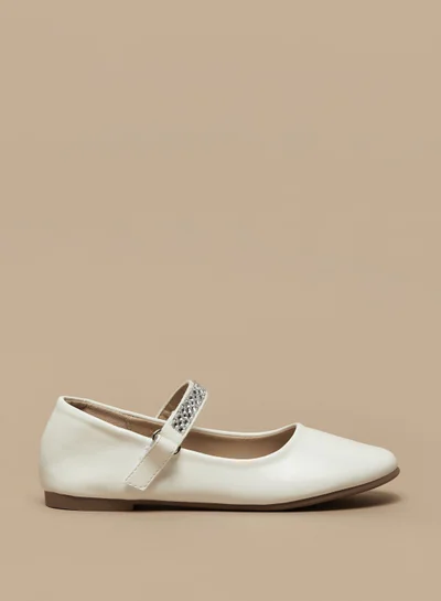 Flora Bella By Shoexpress Girls Embellished Round Toe Ballerina Shoes with Hook and Loop Closure Ramadan Collection