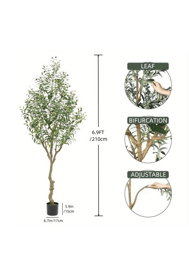 Generic Faux Olive Tree, 6.9FT (83in 210CM) Olive Tree Artificial Indoor, Tall Fake Tree, Large Fake Plant for Home Decor Indoor Living Room Housewarming Party Gift  - Image 3