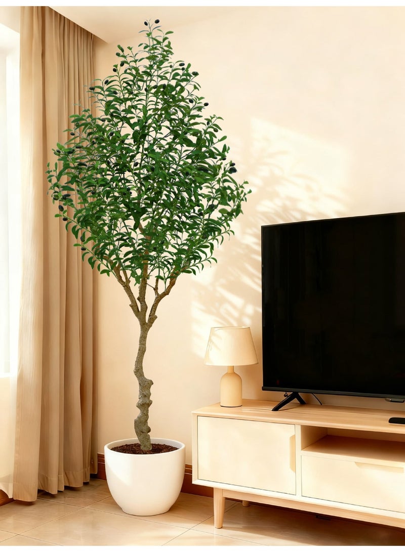 MUXUE Faux Olive Tree, 6.9FT (83in 210CM) Olive Tree Artificial Indoor, Tall Fake Tree, Large Fake Plant for Home Decor Indoor Living Room Housewarming Party Gift - Image 1