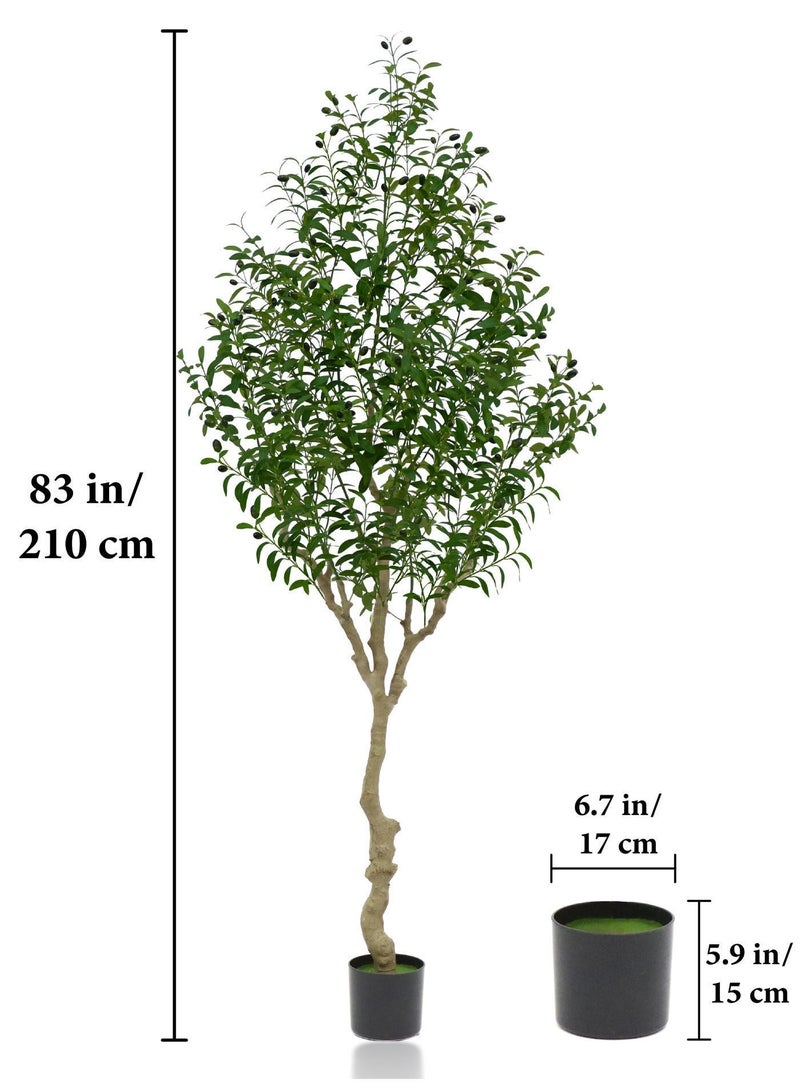 MUXUE Faux Olive Tree, 6.9FT (83in 210CM) Olive Tree Artificial Indoor, Tall Fake Tree, Large Fake Plant for Home Decor Indoor Living Room Housewarming Party Gift - Image 2