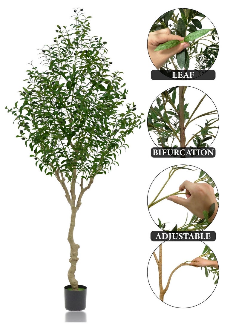 MUXUE Faux Olive Tree, 6.9FT (83in 210CM) Olive Tree Artificial Indoor, Tall Fake Tree, Large Fake Plant for Home Decor Indoor Living Room Housewarming Party Gift - Image 4
