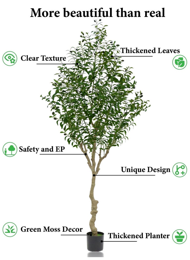 MUXUE Faux Olive Tree, 6.9FT (83in 210CM) Olive Tree Artificial Indoor, Tall Fake Tree, Large Fake Plant for Home Decor Indoor Living Room Housewarming Party Gift - Image 5