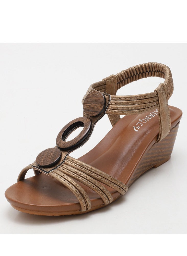 SIKETU 2025 Summer Casual Soft Bottom Large Retro Slope Heel Sandals  - Image 1