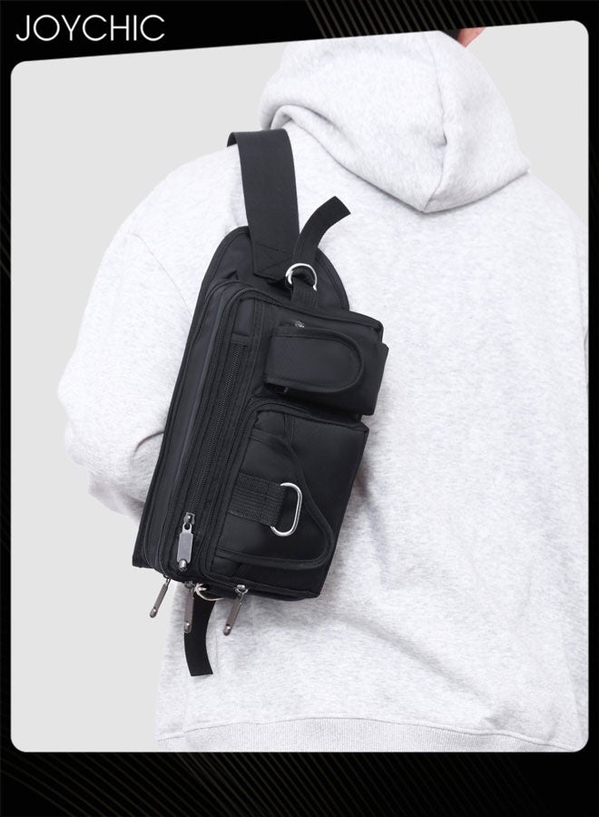 Joychic حقيبة خصر مقاومة للماء من النايلون للرجال، حقيبة خصر متعددة الوظائف بسعة كبيرة للرياضات الخارجية - Image 3