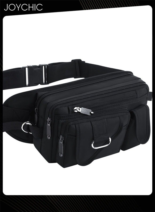 Joychic حقيبة خصر مقاومة للماء من النايلون للرجال، حقيبة خصر متعددة الوظائف بسعة كبيرة للرياضات الخارجية - Image 4