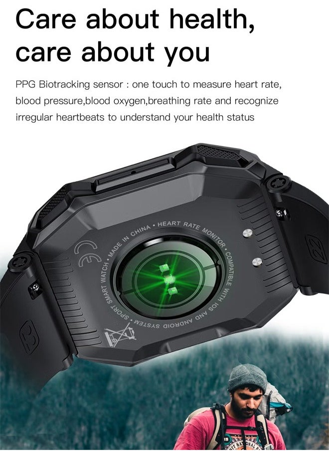 RollsTimi  - Men's SmartWatch, 1.85-Inch Full-Screen Touch, Heart Rate Monitoring For Exercise And Sleep, Waterproof, All Black - Image 1