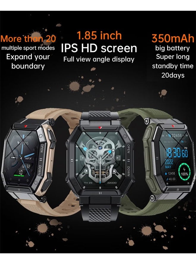 RollsTimi  - Men's SmartWatch, 1.85-Inch Full-Screen Touch, Heart Rate Monitoring For Exercise And Sleep, Waterproof, All Black - Image 1