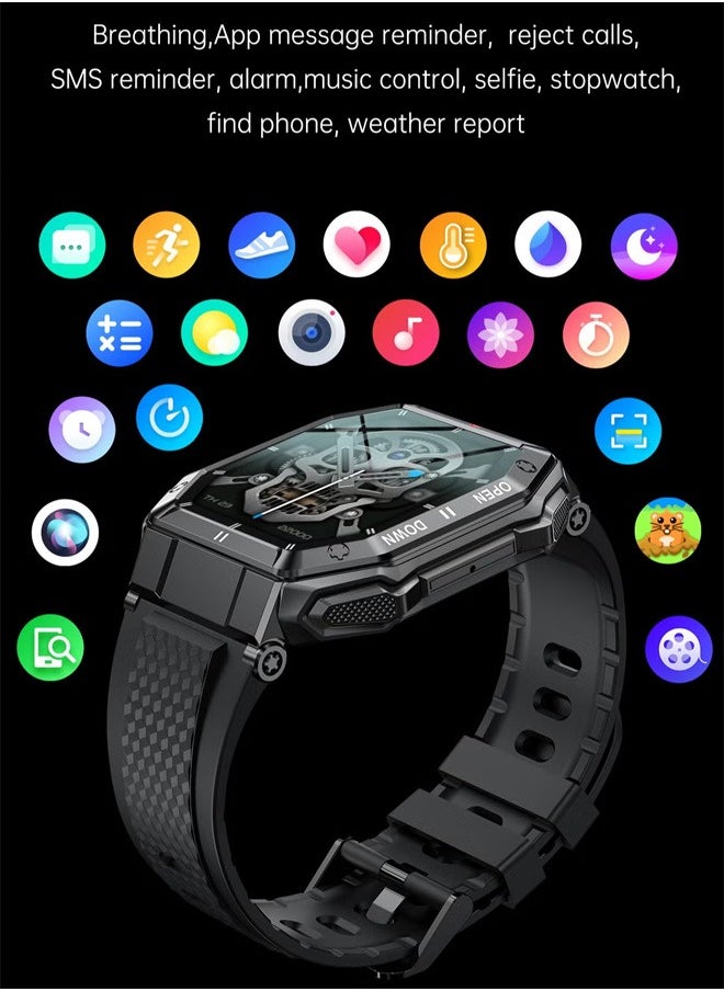 RollsTimi  - Men's SmartWatch, 1.85-Inch Full-Screen Touch, Heart Rate Monitoring For Exercise And Sleep, Waterproof, All Black - Image 1
