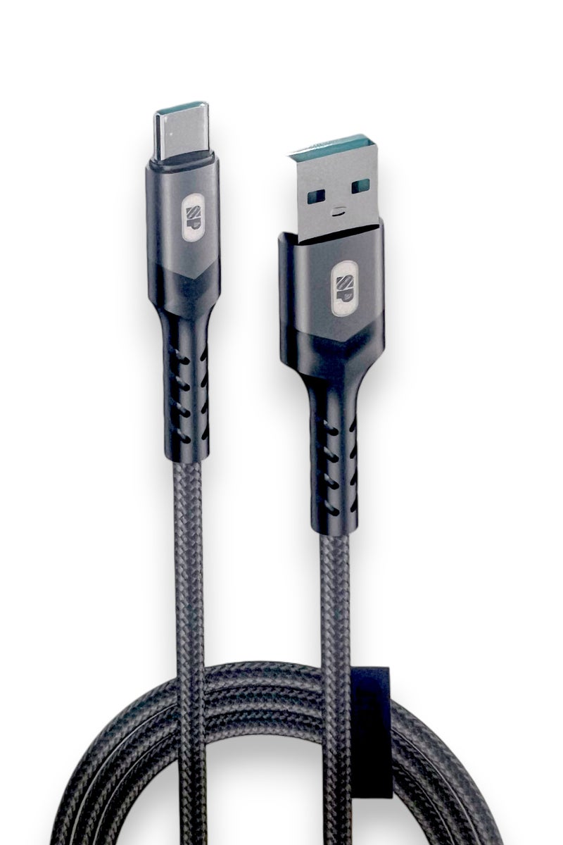 أس بي كابل شاحن يو اس بي الى تايب سي بطول 2 متر - متوافق مع سلسلة آيفون 16/15 و سامسونج جالكسي S24 Ultra, نينتندو سويتش،باد برو،رمادي, S10 S8 S9 Plus Note 9 8 (أيضاً يدعم شحن يد سوني 5) - Image 1