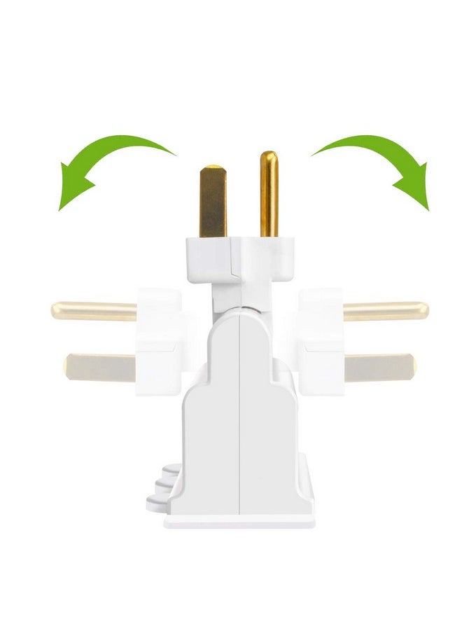 VSEER 3 Outlet Wall Adapter, VSEER ETL Listed 3-Prong Grounded 180 Degree Swivel Indoor AC Mini Plug Wall Outlet Extender Tap White (1 Pack)  - Image 3