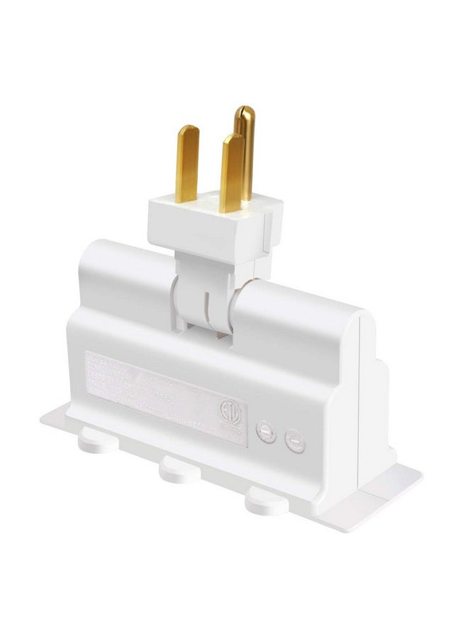 VSEER 3 Outlet Wall Adapter, VSEER ETL Listed 3-Prong Grounded 180 Degree Swivel Indoor AC Mini Plug Wall Outlet Extender Tap White (1 Pack)  - Image 5