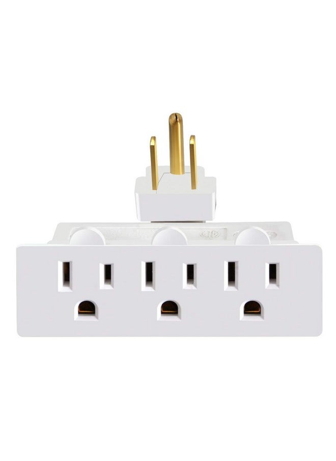 VSEER 3 Outlet Wall Adapter, VSEER ETL Listed 3-Prong Grounded 180 Degree Swivel Indoor AC Mini Plug Wall Outlet Extender Tap White (1 Pack)  - Image 2