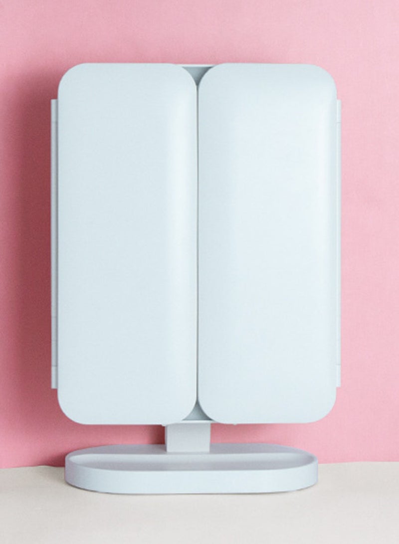 Arabest مرآة مكياج مع أضواء، تكبير 2X 3X 10X، مرآة مكياج مضاءة، تحكم باللمس، مرآة مكياج ثلاثية الطي، مصدر طاقة مزدوج، مرآة محمولة للسفر، هدية للسيدات، أبيض - Image 1