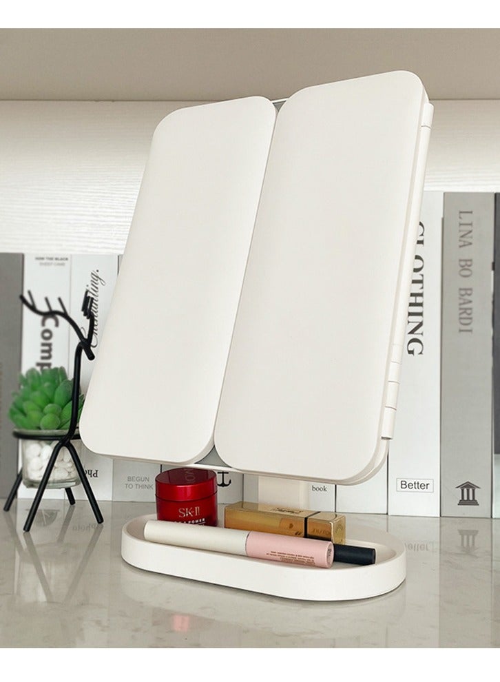 Arabest مرآة مكياج مع أضواء، تكبير 2X 3X 10X، مرآة مكياج مضاءة، تحكم باللمس، مرآة مكياج ثلاثية الطي، مصدر طاقة مزدوج، مرآة محمولة للسفر، هدية للسيدات، أبيض - Image 2