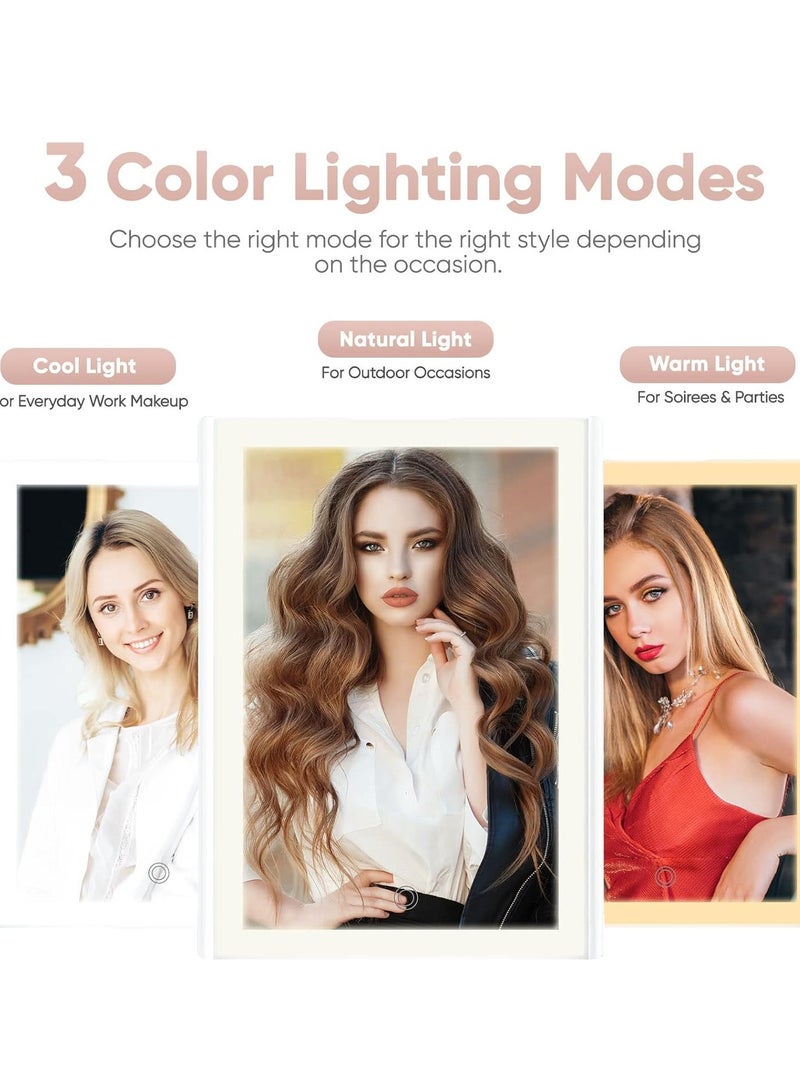 Arabest مرآة مكياج مع أضواء، تكبير 2X 3X 10X، مرآة مكياج مضاءة، تحكم باللمس، مرآة مكياج ثلاثية الطي، مصدر طاقة مزدوج، مرآة محمولة للسفر، هدية للسيدات، أبيض - Image 3