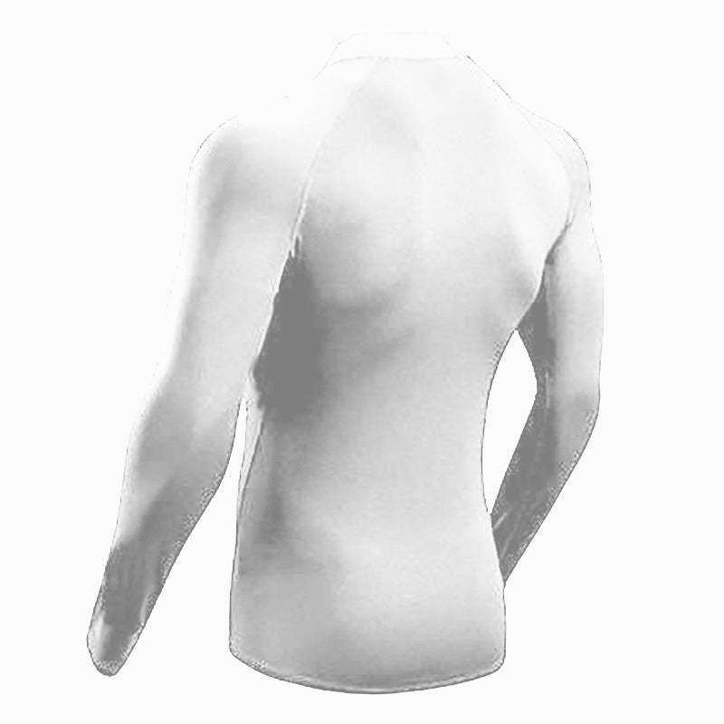 Autumn Fitness Quick-drying T-shirt Men''s Slim-fit Elastic Base Shirt and Collar Top Raglan Sleeve Training Clothes - Image 5