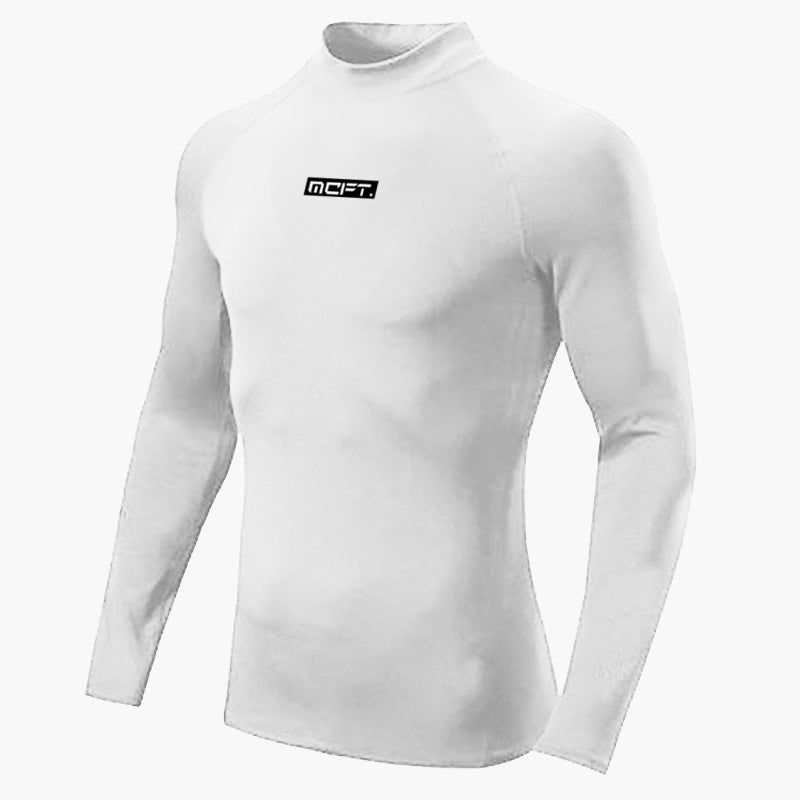 Autumn Fitness Quick-drying T-shirt Men''s Slim-fit Elastic Base Shirt and Collar Top Raglan Sleeve Training Clothes - Image 1