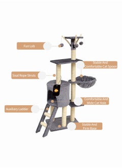 Kidle Cat Play Tower Cat Toy Multi Level Platform Cat Tree Sisal Pillar Large Cat Climbing Frame Cat Nest Luxury Cat Scratch Post Cat Tree  - Image 5