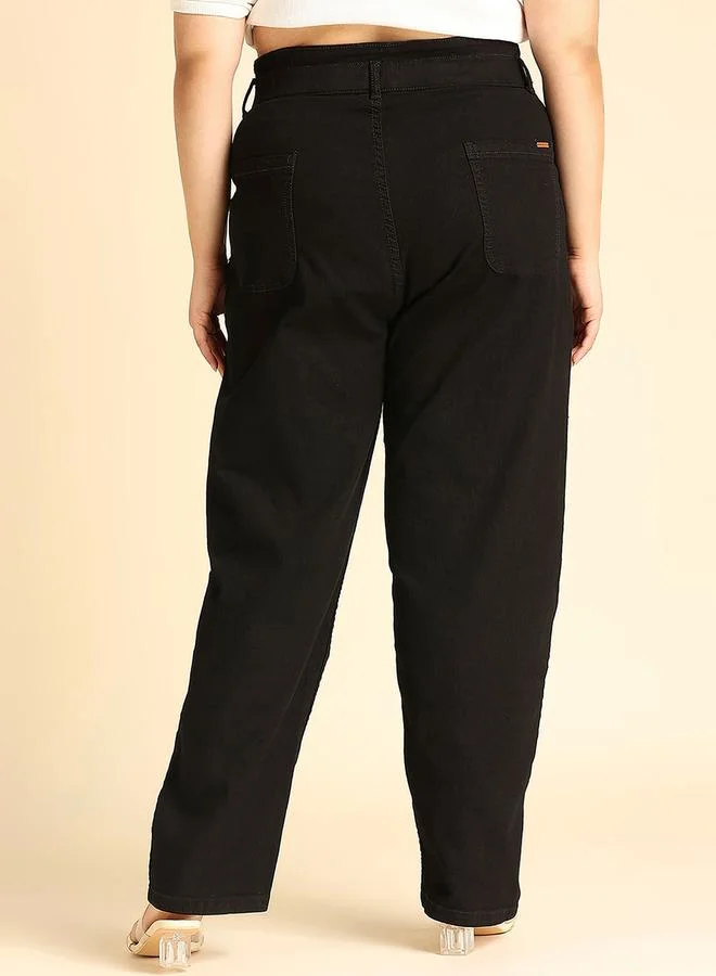 هاي ستار Plus Solid High Rise Jeans with Pockets by Styli