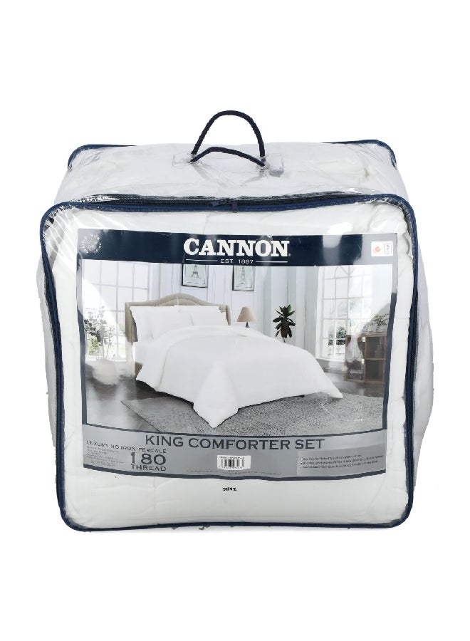 كانون طقم لحاف مقاس كينج سادة عدد خيوط 180 4 قطع أبيض 40 x 60 x 55 سم CNON CK4PCPEPLDX
