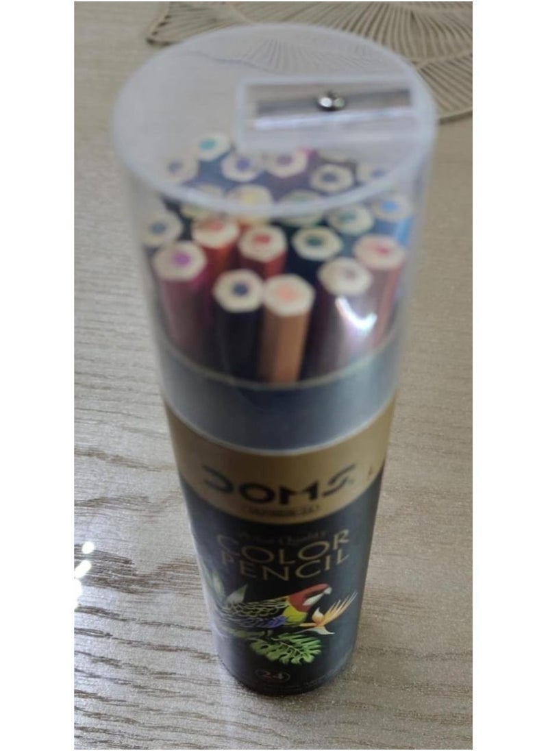 DOMS Doms 24 Colors Long Pencils - Stylish Cartoon Jar Design + (Built-in Sharpener) Special for Kids and Creatives  - Image 3