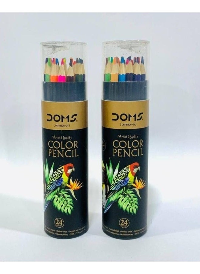 DOMS Doms 24 Colors Long Pencils - Stylish Cartoon Jar Design + (Built-in Sharpener) Special for Kids and Creatives  - Image 4
