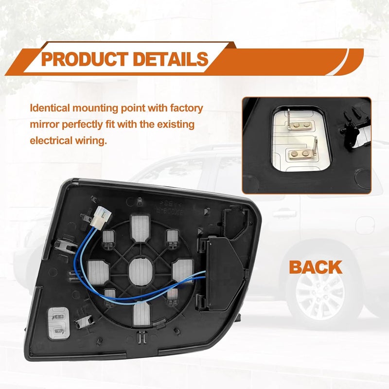 Vrasly Heated Passenger Side Mirror Glass for Toyota - Image 3