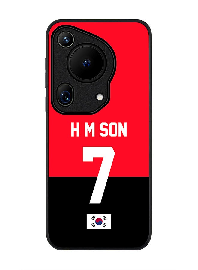 Stylizedd Rugged Black edge case for Huawei Pura 70 Ultra, Slim fit Case Flexible TPU Gel Thin Cover - Football Team - South Korea, Player Name - H M Son - Image 1