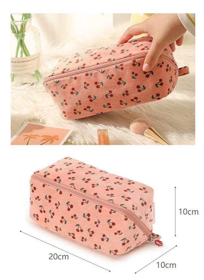Moranse - Cosmetic Travel Bag,Waterproof Multifunctional Makeup Pack Case,Upgraded Zipper Opening Design More Convenient To Carry, Maximum Capacity Used (Pink Cherries Design) - Image 1