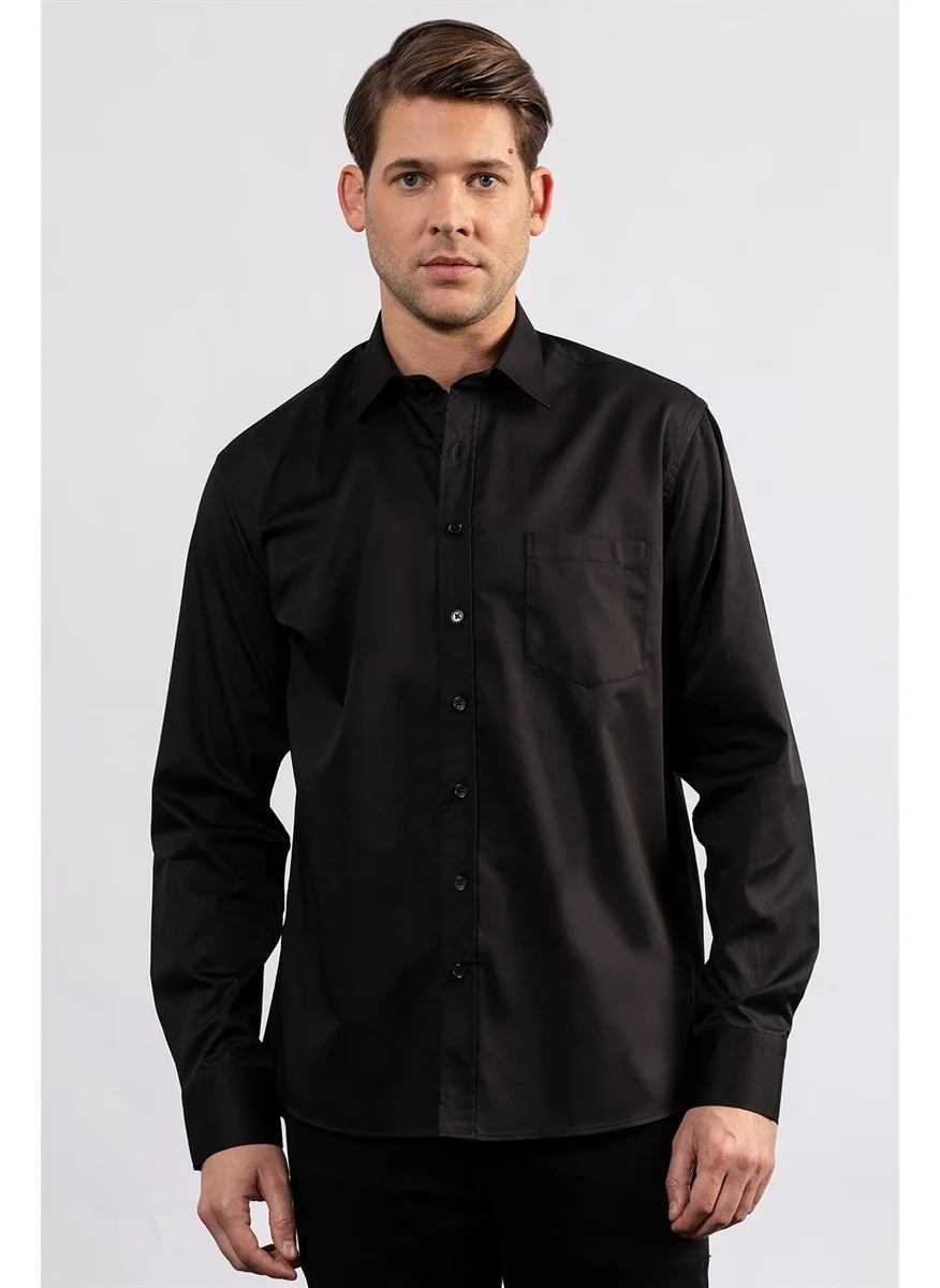 تودورس Classic Fit Relaxed Cut Cotton Satin Men's Shirt