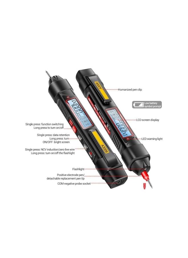 PROMASS - promass A3006 Pro 4000 Counts Multifunctional Pen Type Multimeter - Versatile AC/DC Voltage Tester, Ohm Hz Zero Fire Line Detector, Digital Electric Tool with Backlit LCD Display, Compact and Portable - Image 1