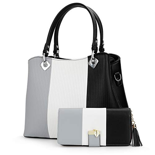 Pomelo Best RFID Wallets for Women with Multiple Card Slots and Cellphone Compartment, womens wallet (black/white/grey)) - Image 3