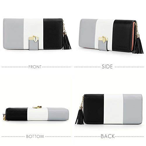 Pomelo Best RFID Wallets for Women with Multiple Card Slots and Cellphone Compartment, womens wallet (black/white/grey)) - Image 2