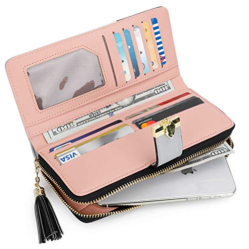 Pomelo Best RFID Wallets for Women with Multiple Card Slots and Cellphone Compartment, womens wallet (black/white/grey)) - Image 4