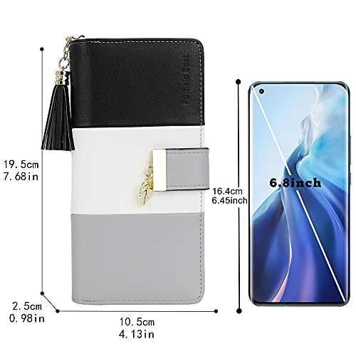 Pomelo Best RFID Wallets for Women with Multiple Card Slots and Cellphone Compartment, womens wallet (black/white/grey)) - Image 5