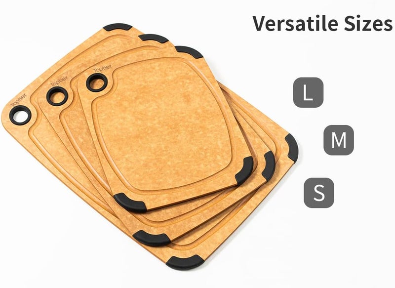 toptier Cutting Board, Wood Fiber Cutting Board for Kitchen, BPA Free, Dishwasher Safe, Reversible, Juice Grooves, Eco-Friendly, Non Porous, Natural Large Cutting Board, 17.5 x 13-inch, Natural Slate - Image 5