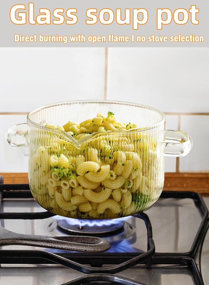 Glass Cookware Glass Pot, Glass Cooking Pot with Lid - 1.8L(60oz) Glass Pots, Heat Resistant Borosilicate Glass Cookware Stovetop Pot, Simmer Pot, Safe for Soup, Noodle, Baby Food - Image 4