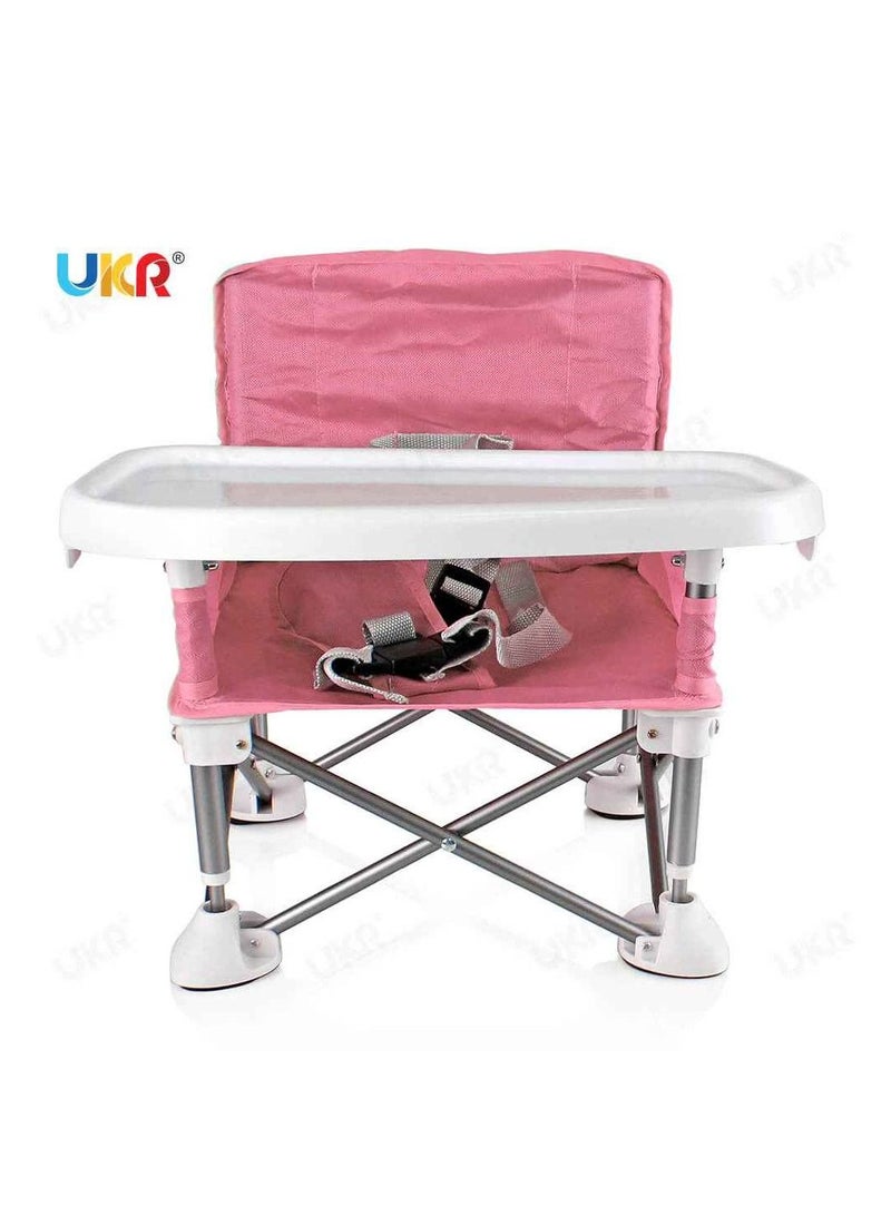 UKR UKR Portable Baby Chair – Foldable Soft & Cozy Infant Seating for Comfort and Support, Ideal for Indoor/Outdoor Playtime with Removable Tray (Pink) - Image 2