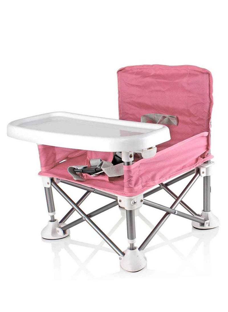 UKR UKR Portable Baby Chair – Foldable Soft & Cozy Infant Seating for Comfort and Support, Ideal for Indoor/Outdoor Playtime with Removable Tray (Pink) - Image 1